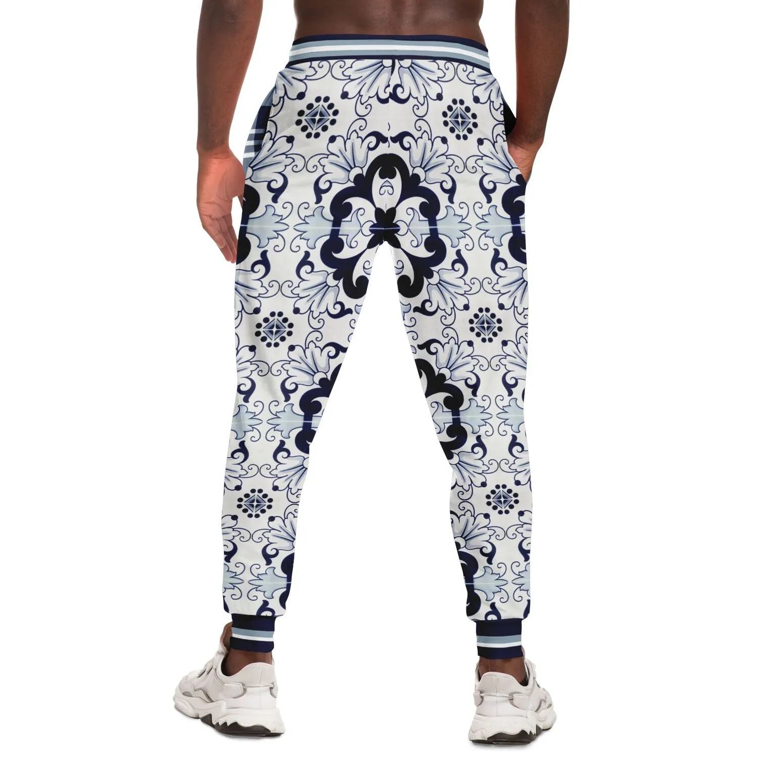 Greyscale Floral Tavira Tile Eco-Poly Unisex Joggers