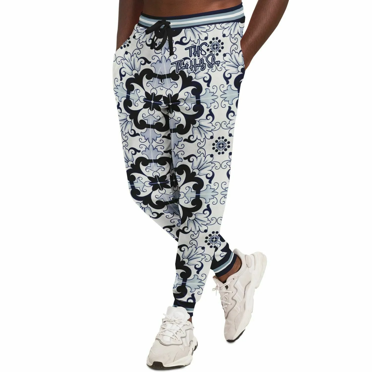 Greyscale Floral Tavira Tile Eco-Poly Unisex Joggers