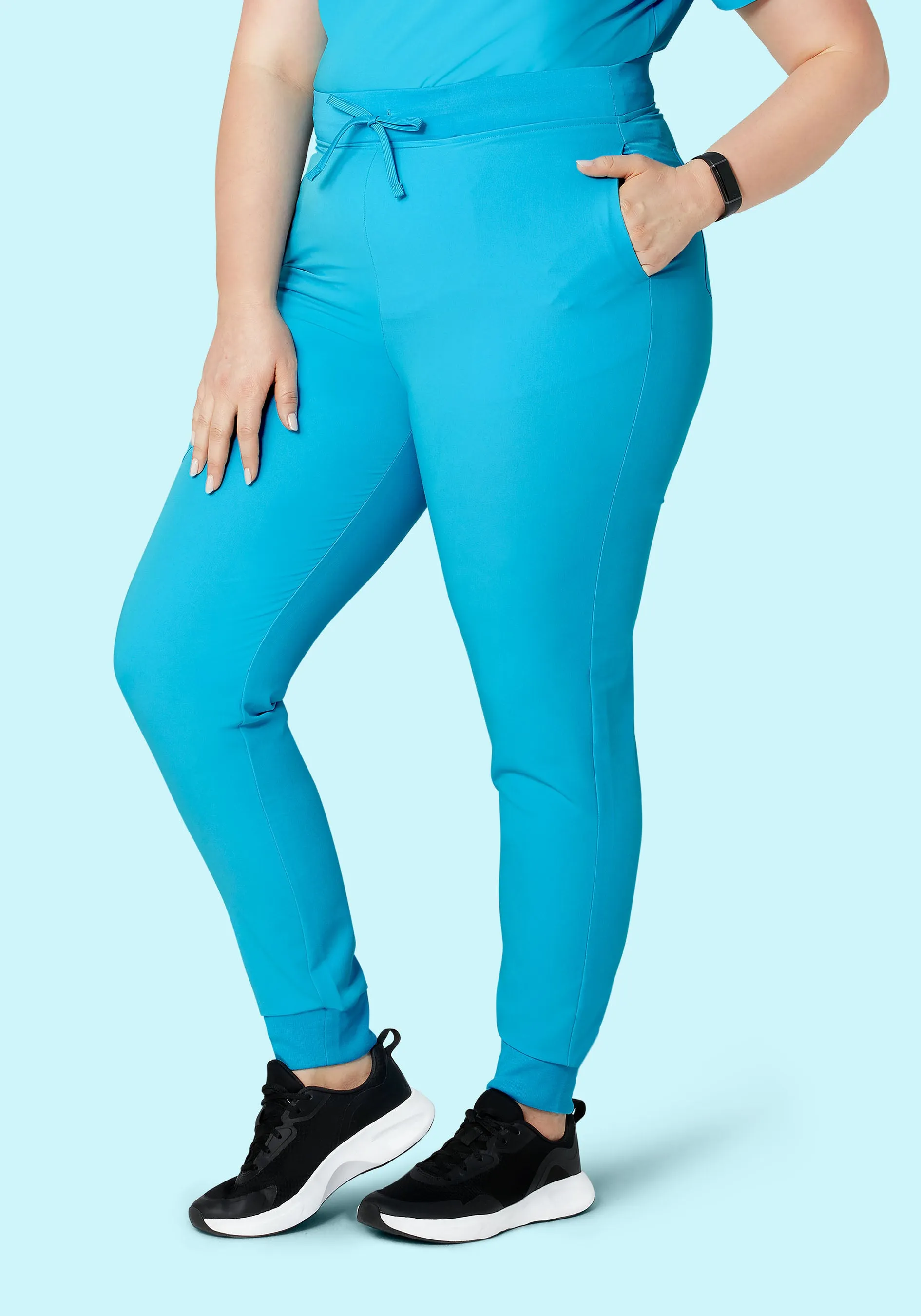 High Waisted Joggers Pacific Blue