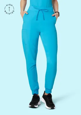 High Waisted Joggers Pacific Blue