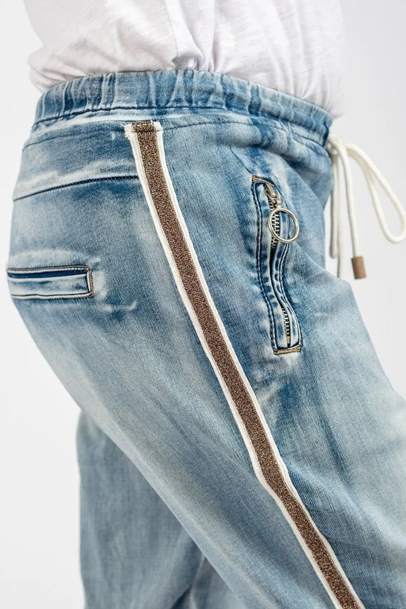 Italian Star - Denim Jogger with Gold Trim