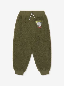 KENZO Boys Faux Shearling Joggers in Khaki