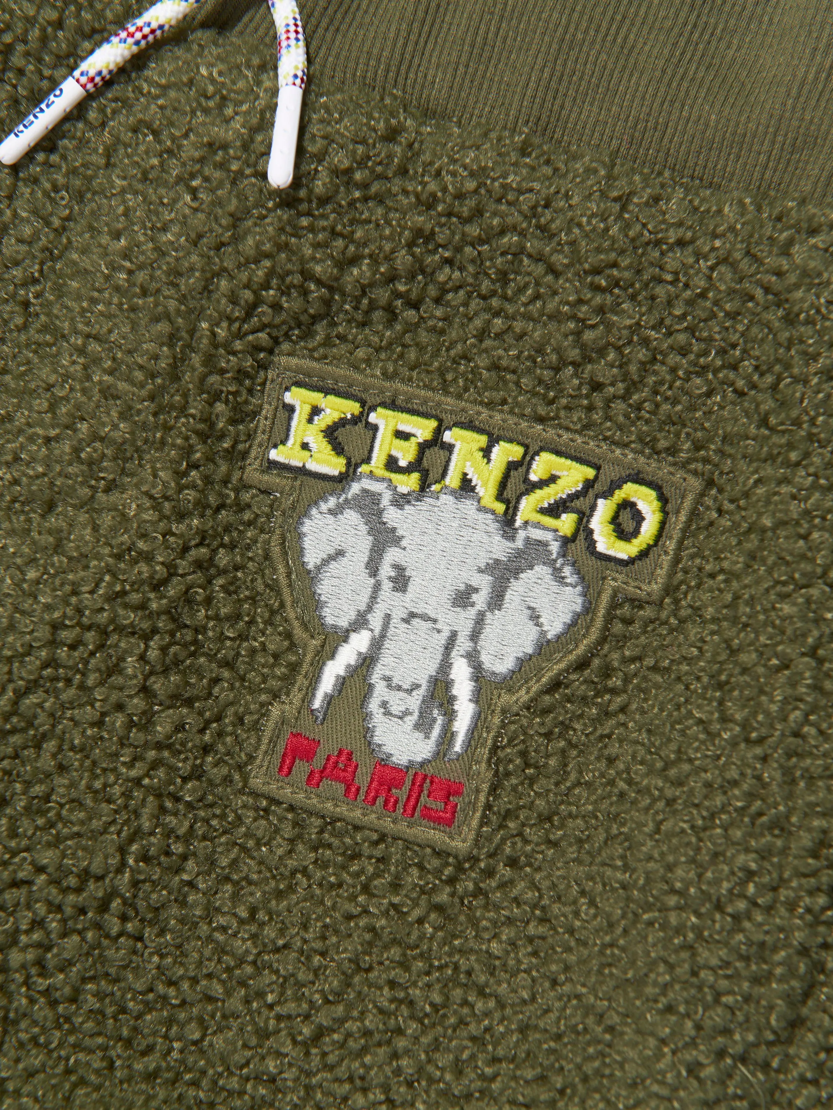 KENZO Boys Faux Shearling Joggers in Khaki