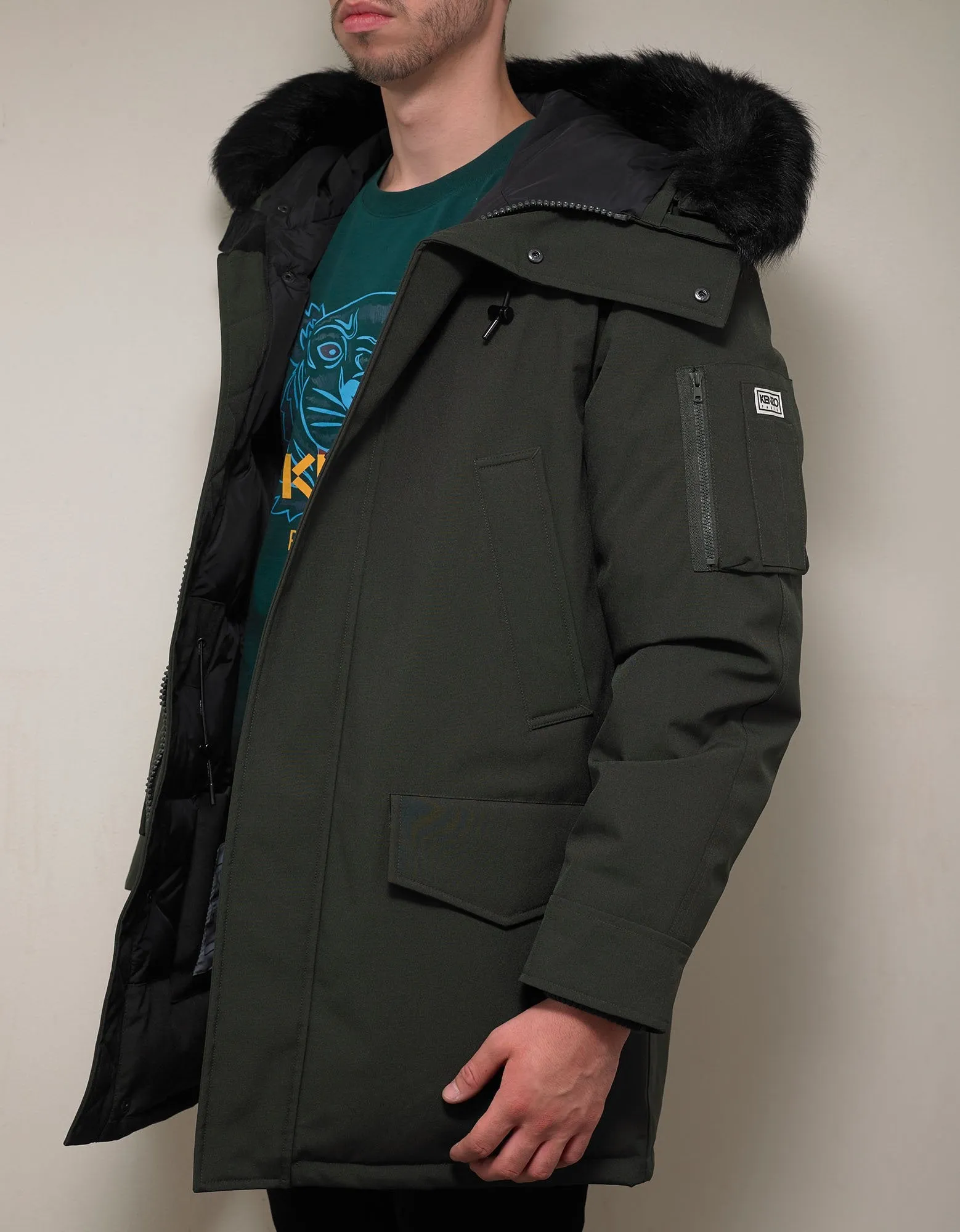 Khaki Long Down Parka Jacket