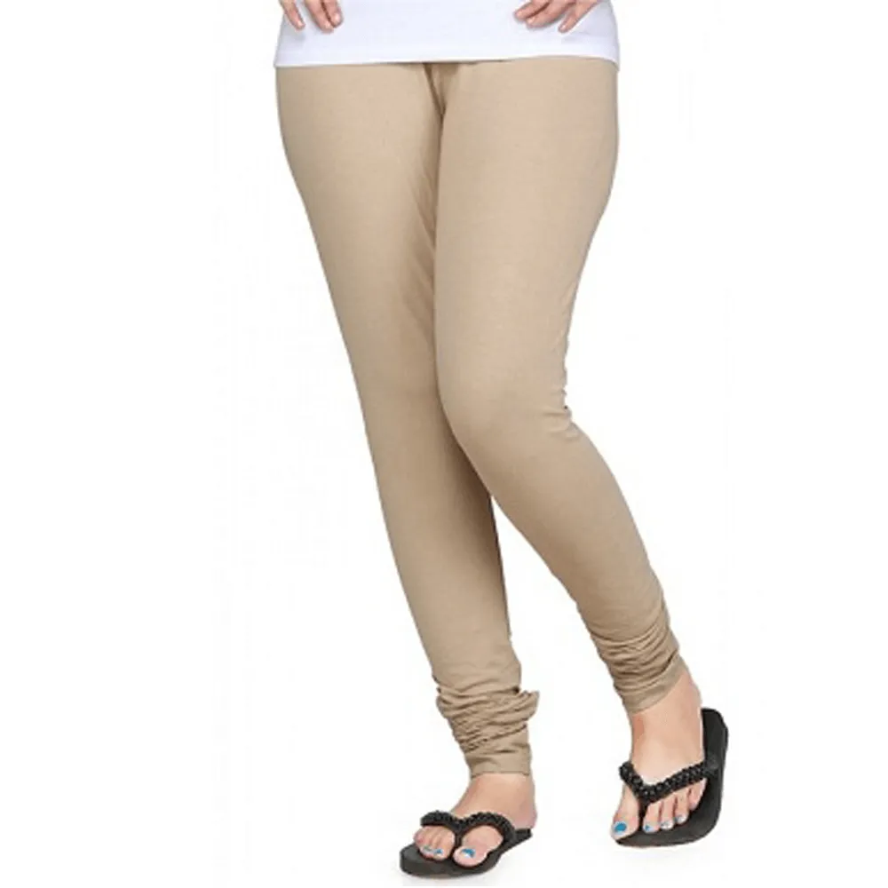 Khaki Plain Churidar Lycra Leggings