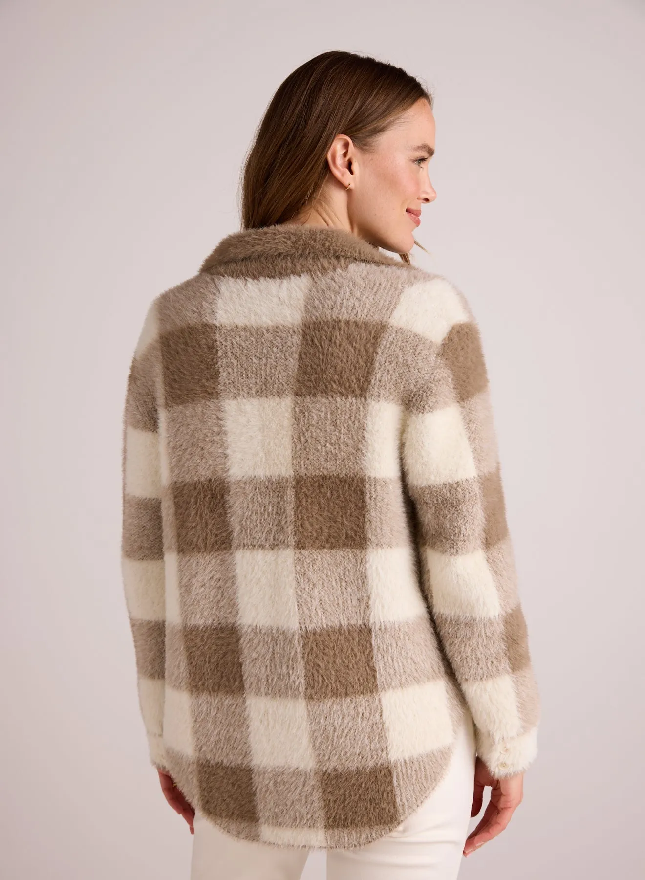 Knitted Fuzzy Shacket - Ivory & Fawn