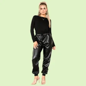 Leather Look Joggers Outfit