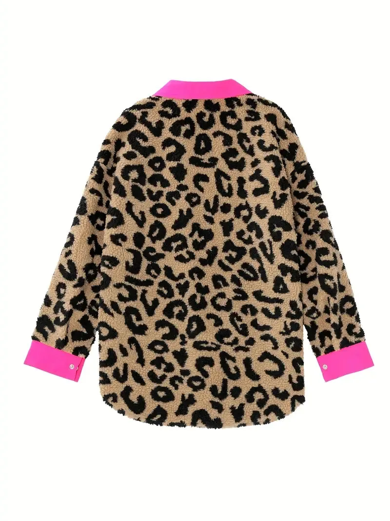 Leopard Hot Pink Trim Shacket