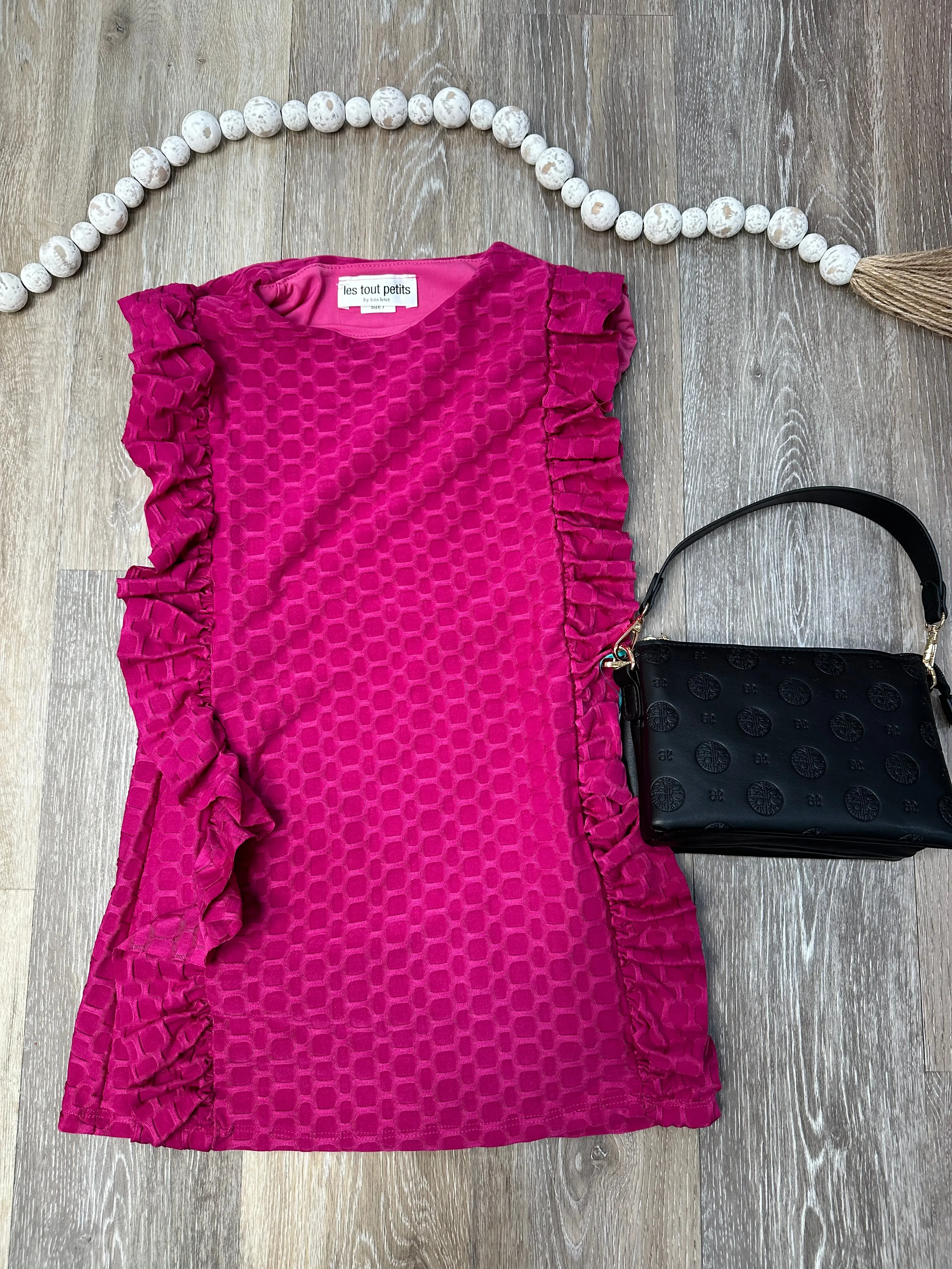 LES Tween Magenta Ruffle Dress