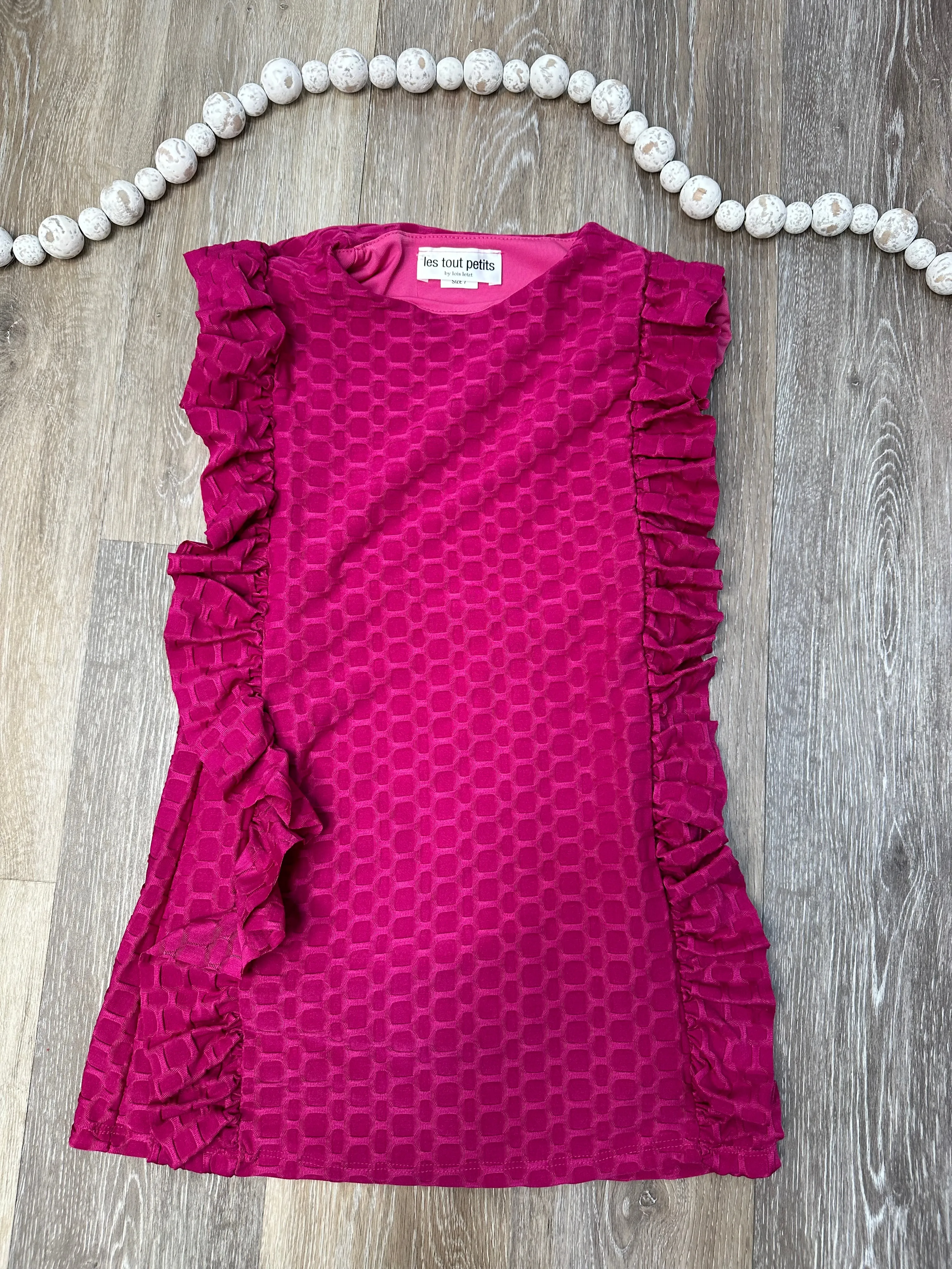 LES Tween Magenta Ruffle Dress