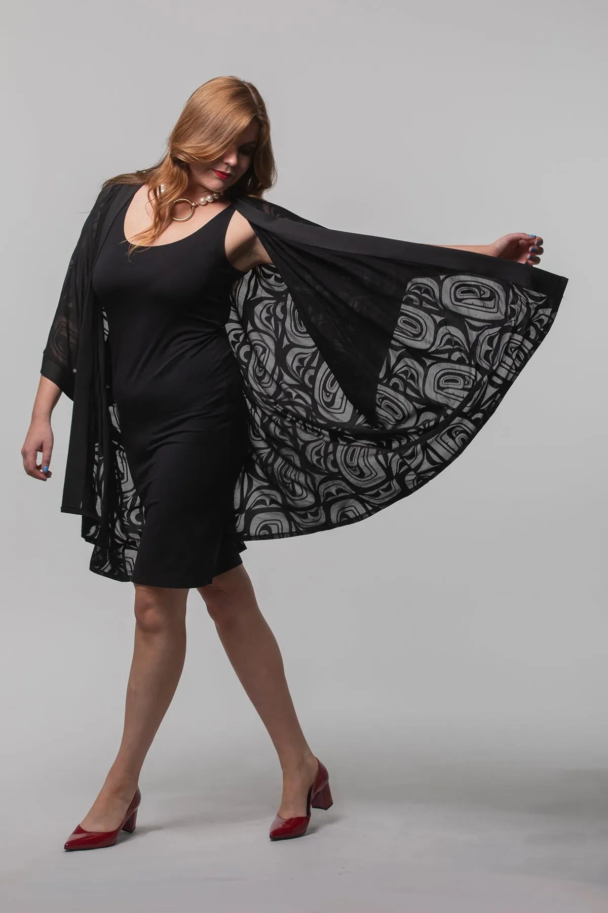 Long Kimono - Black Sheer Modern