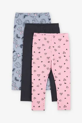 Lot de 3 leggings en coton, 2T-3T - Bébé fille