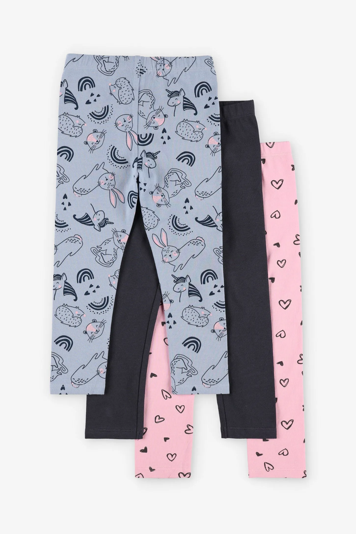 Lot de 3 leggings en coton, 2T-3T - Bébé fille