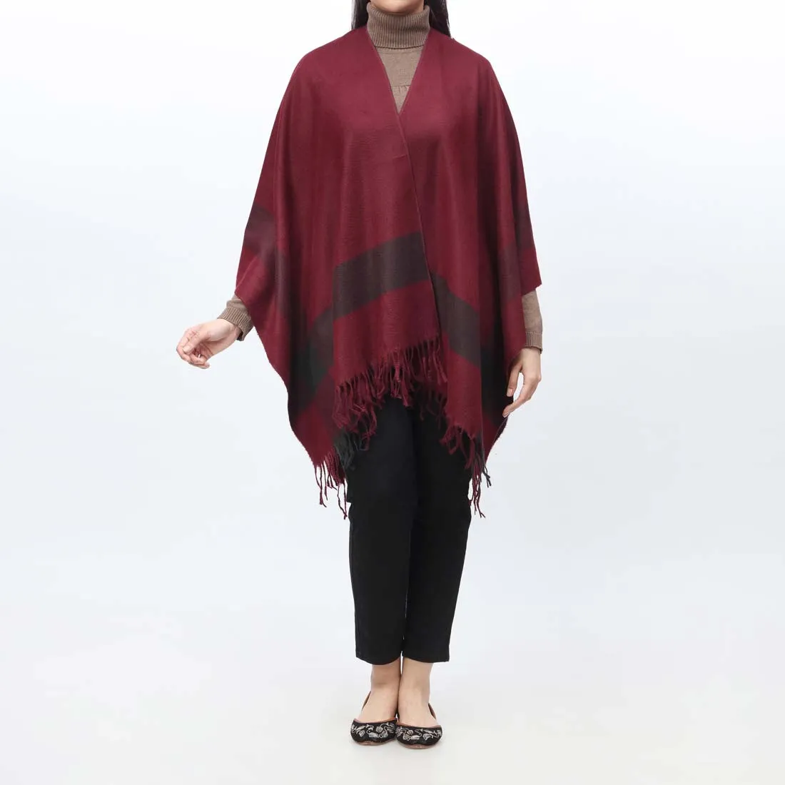 Maroon Cape Shawl PW9803