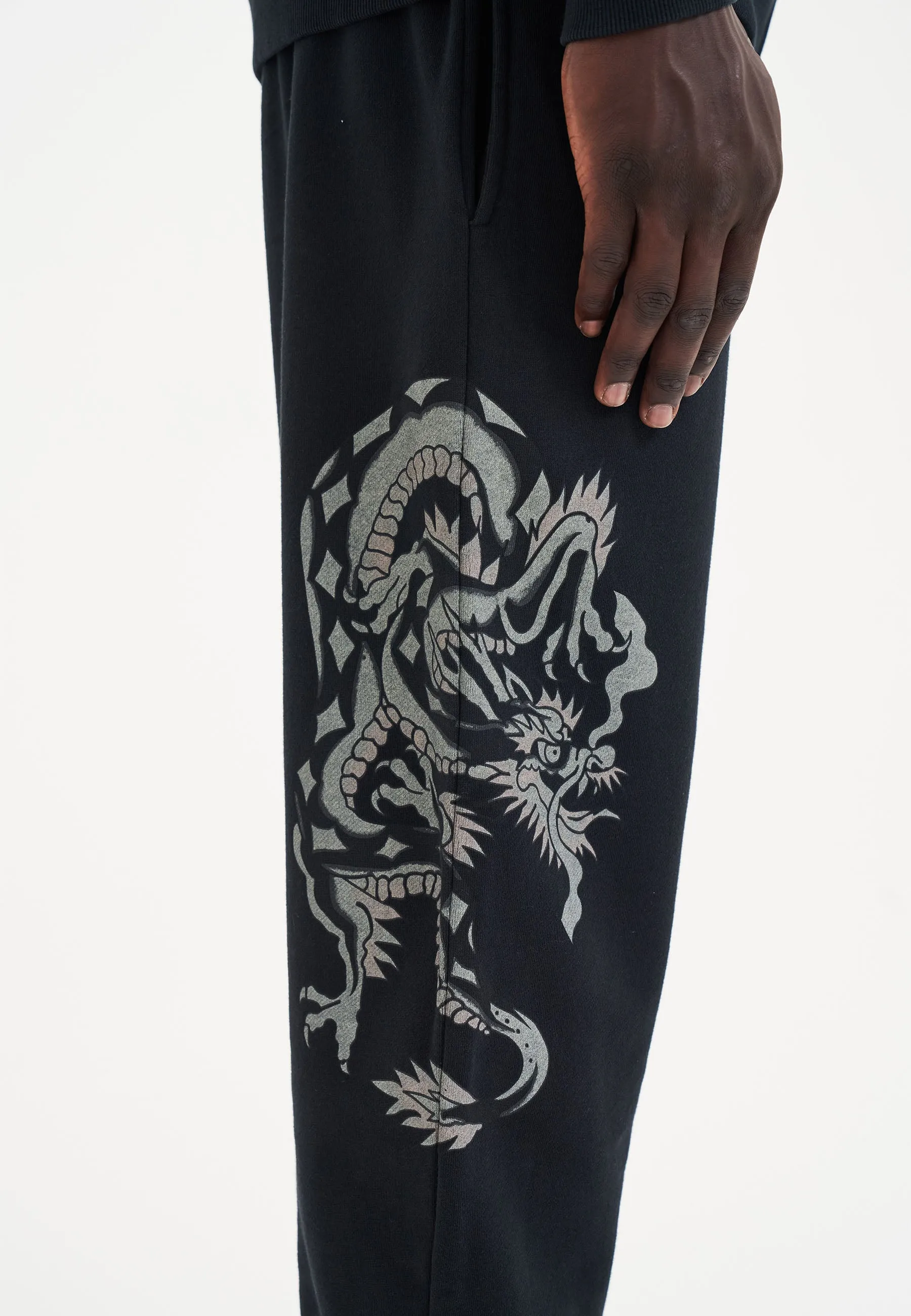 Mens 1971 Crawling Dragon Joggers Pants - Black