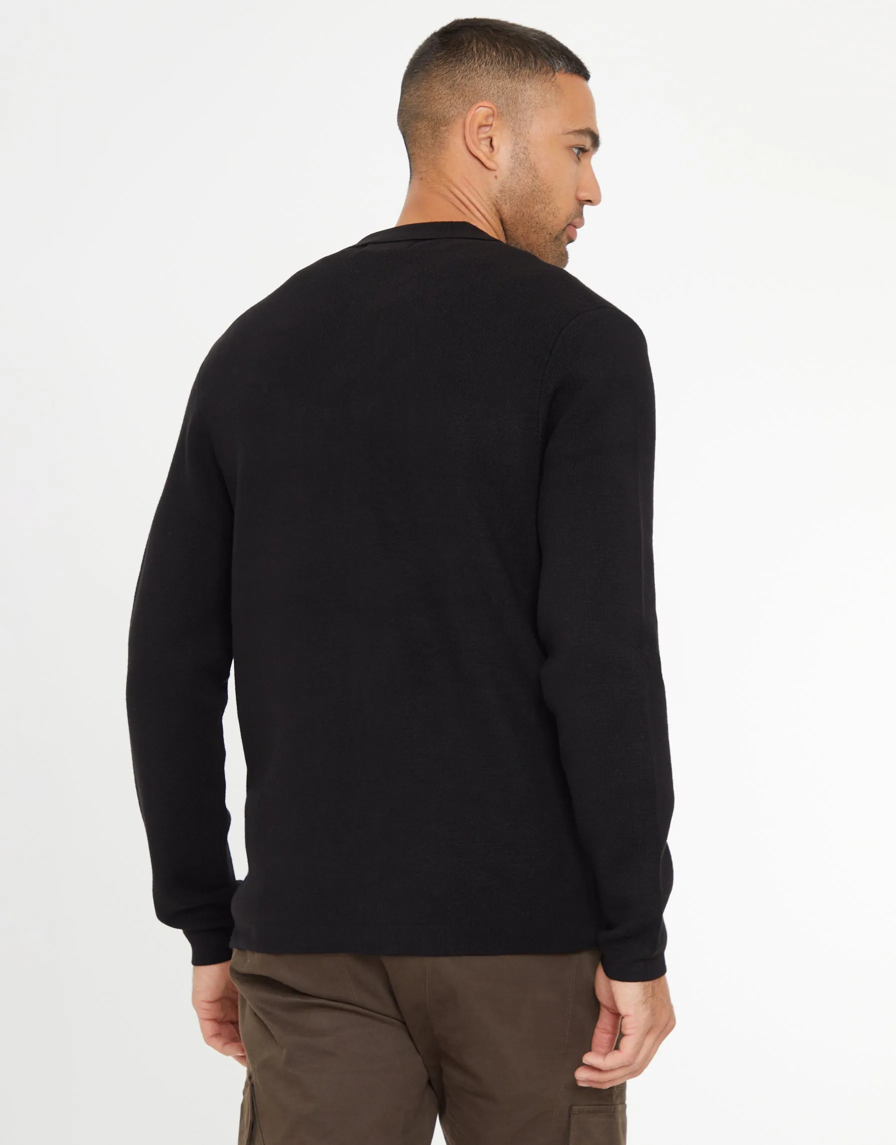 Men's Black Knitted Long Sleeve Shirt