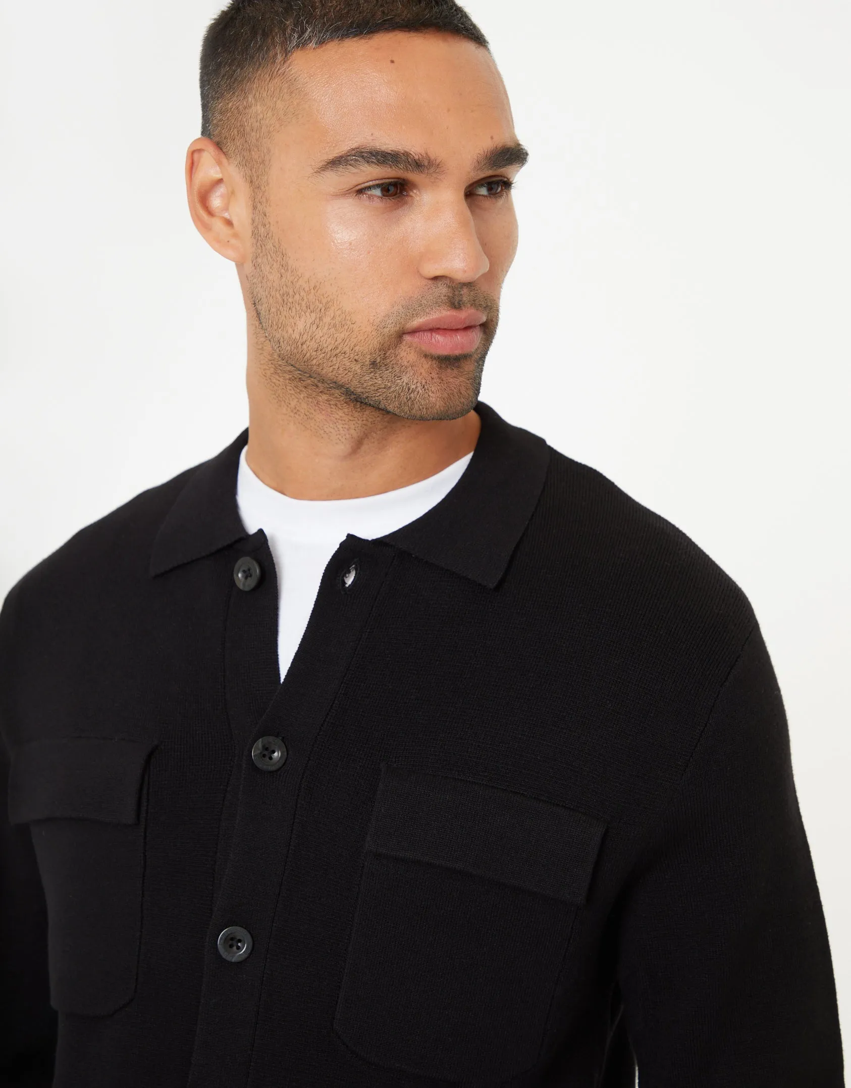 Men's Black Knitted Long Sleeve Shirt