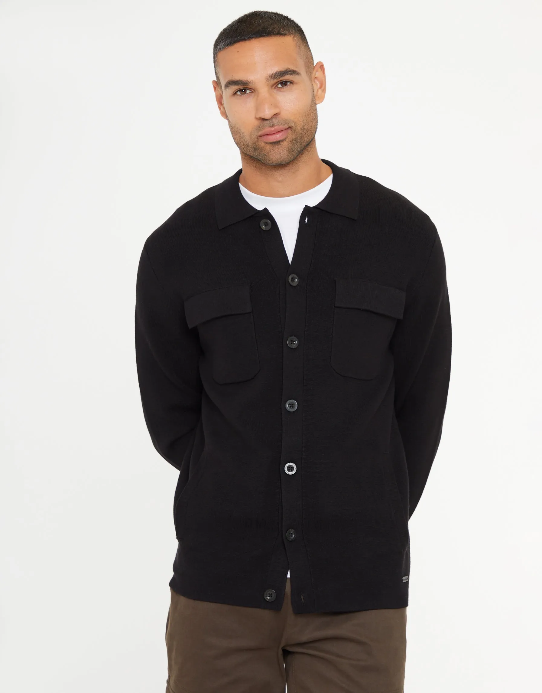 Men's Black Knitted Long Sleeve Shirt