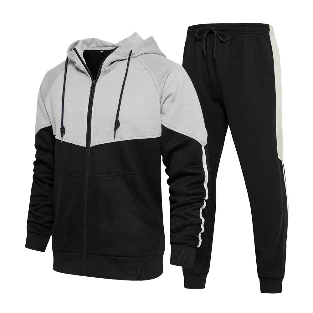 Men's Fall Winter Casual Sports Cardigan Hooded Joggers Two Piece Set