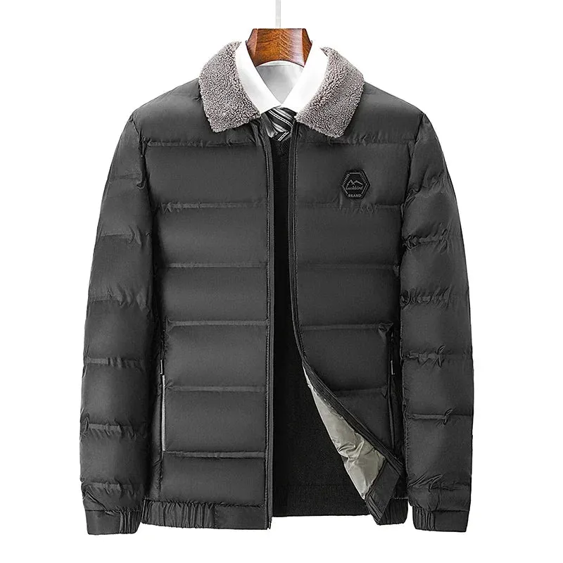 Men's Hight Quality Fur Collar Thick Windbreaker Jacket