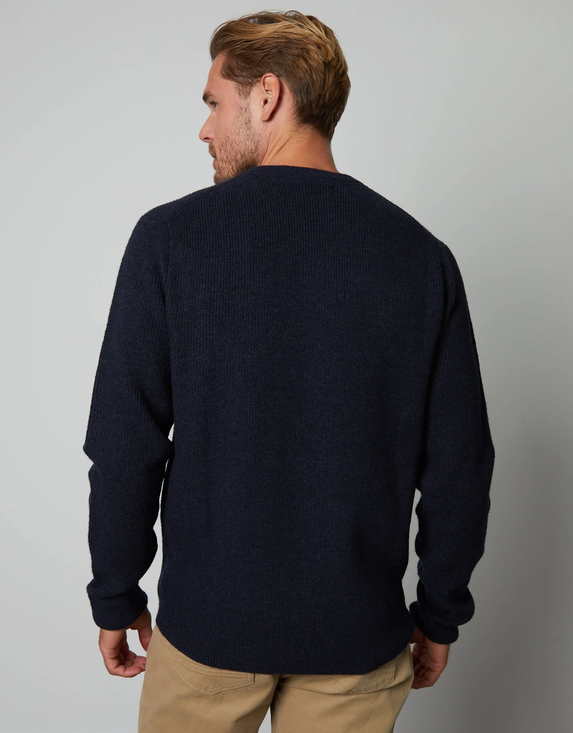 Men's Navy Knitted Crew Neck Jumper