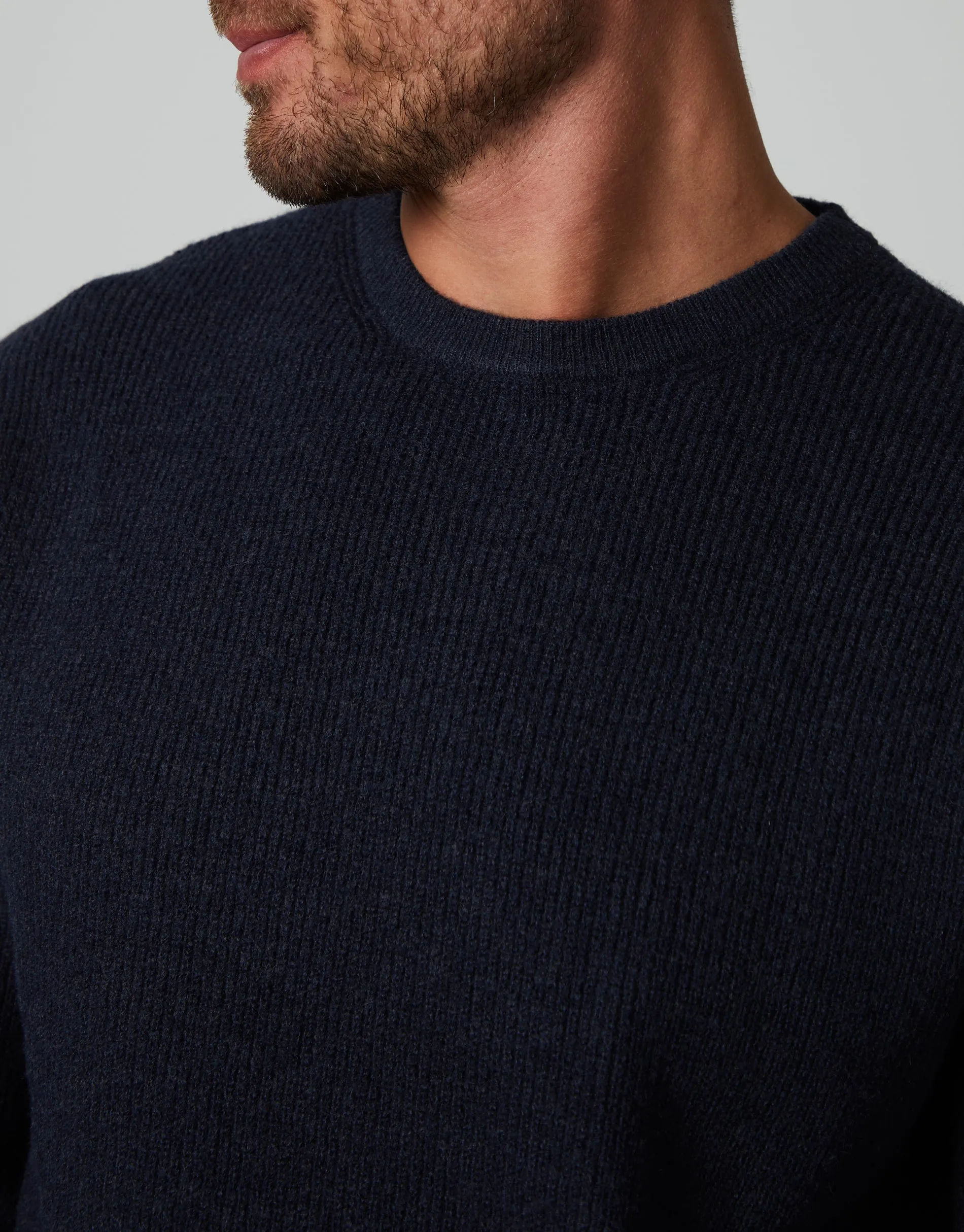 Men's Navy Knitted Crew Neck Jumper