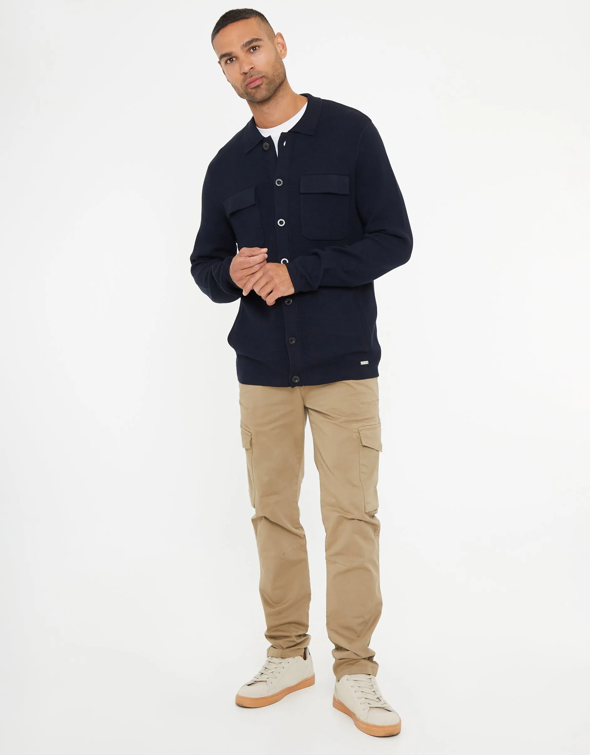 Men's Navy Knitted Long Sleeve Shirt