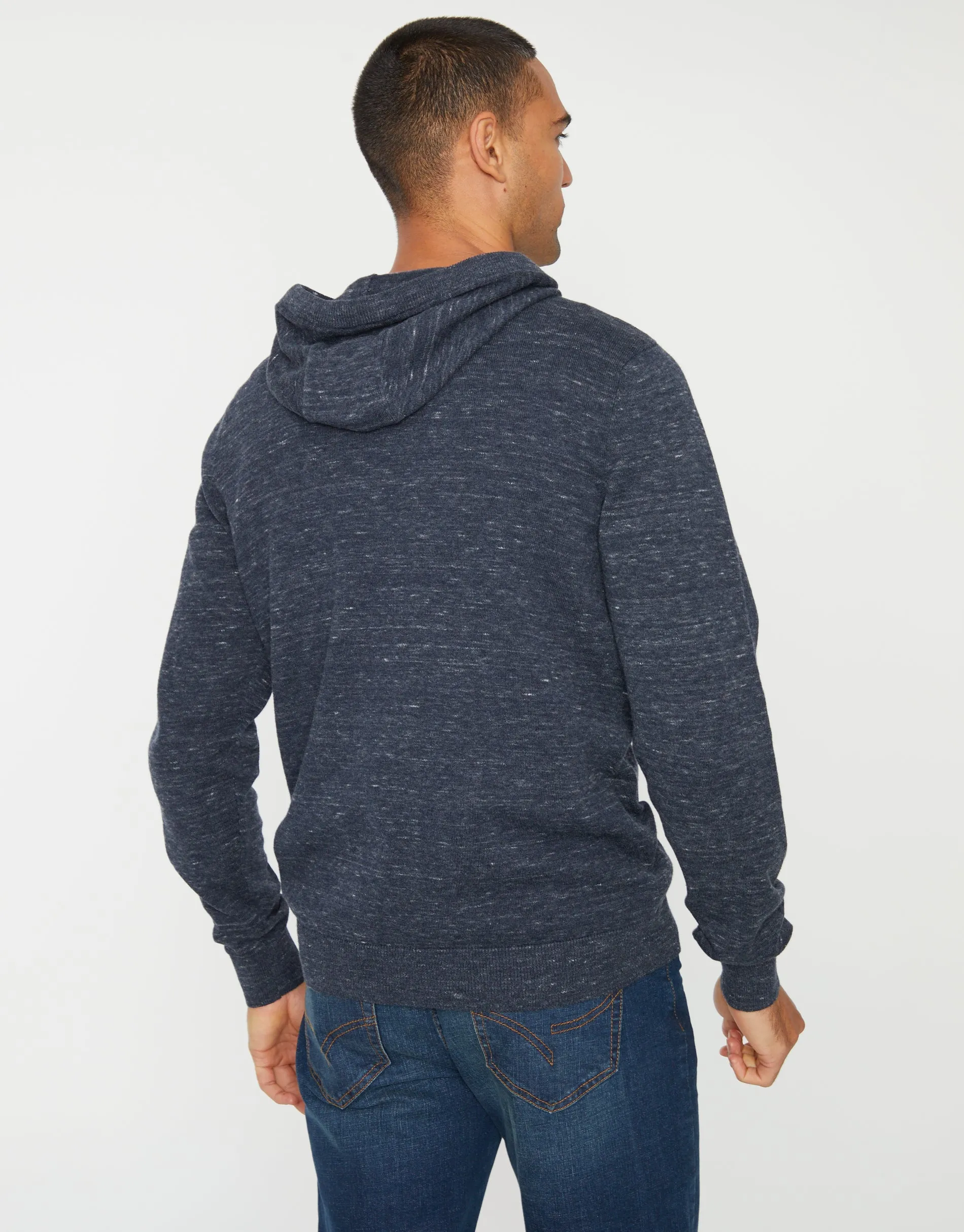 Men's Navy Space Dye Knitted Hoodie