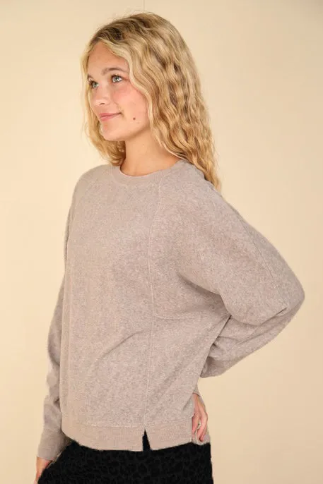 Mocha Relaxed Fit Comfy Soft Seam Top