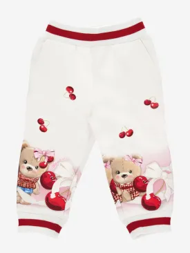 Monnalisa Baby Girls Teddy Bear Joggers in White