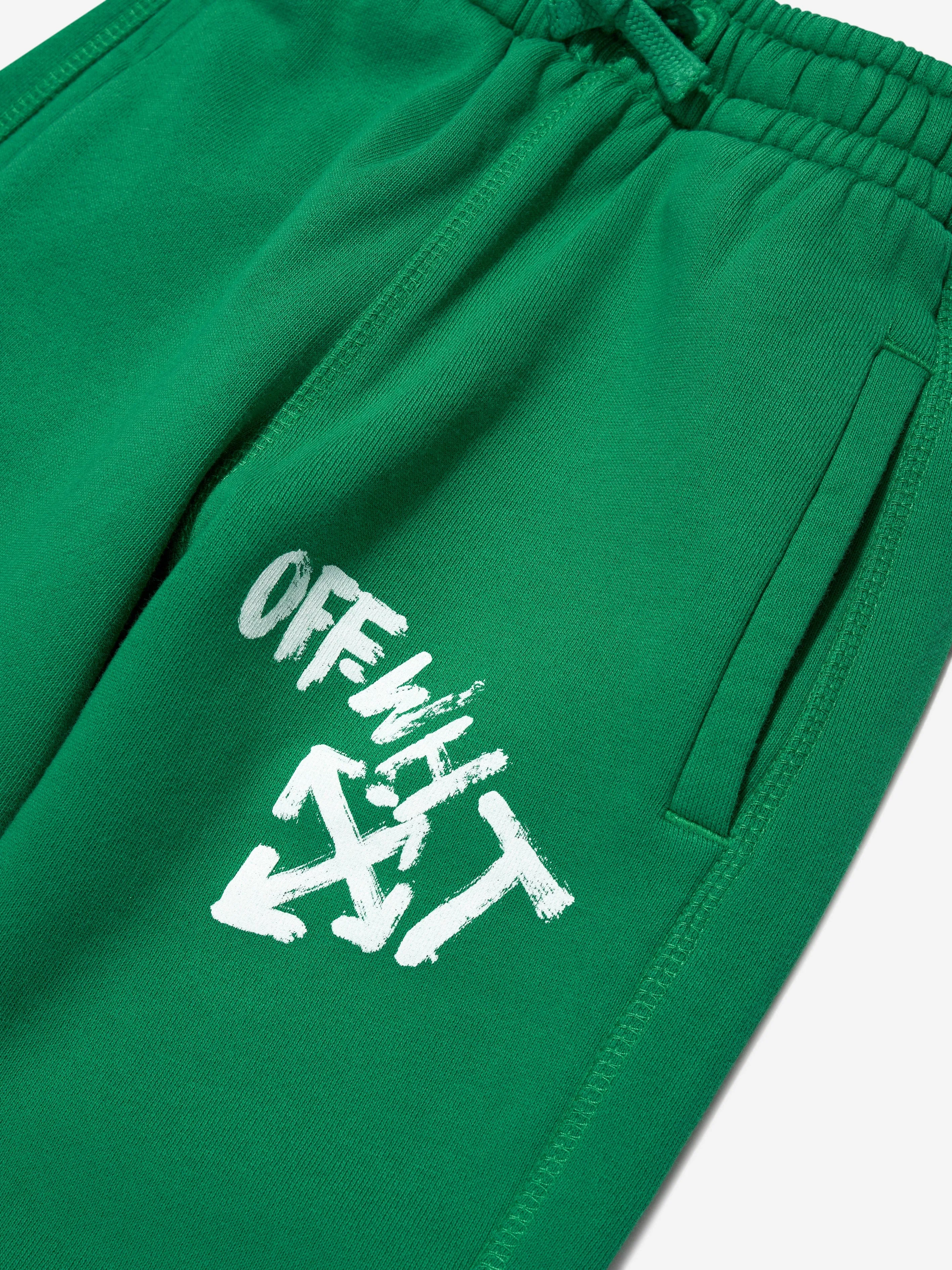 Off-White Boys Paint Script Joggers in Green