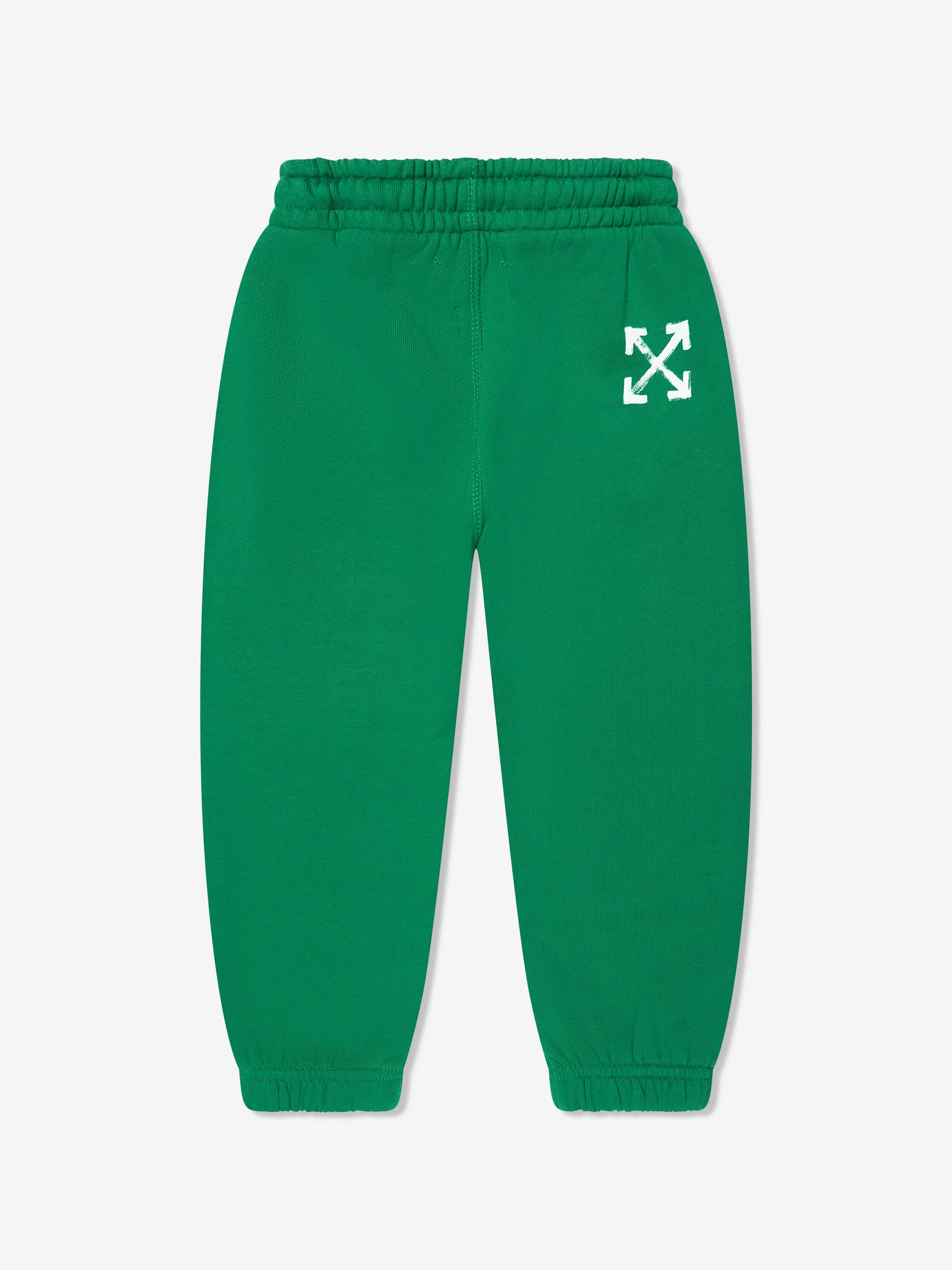 Off-White Boys Paint Script Joggers in Green