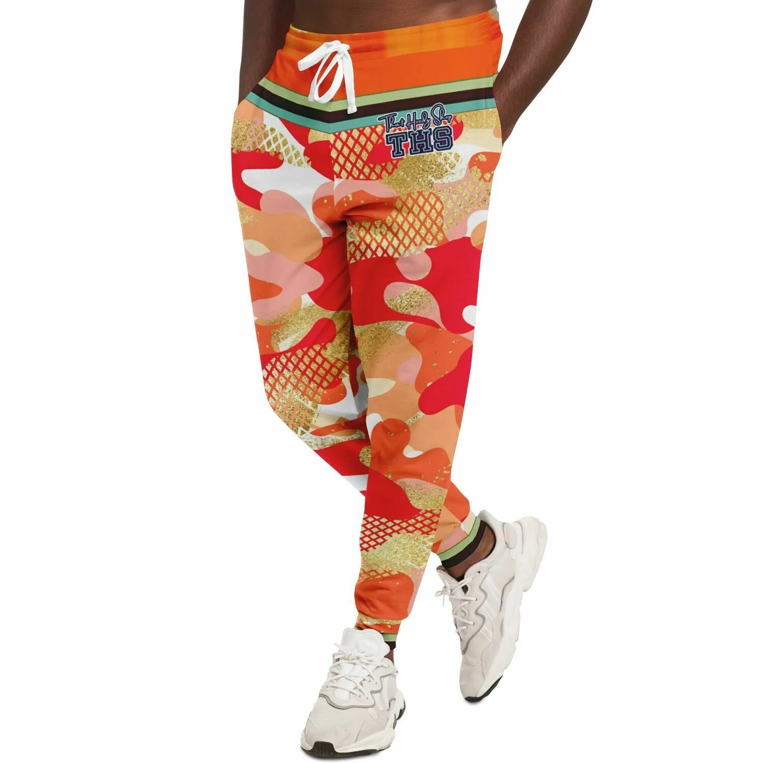 Orange Crescent Camo Eco-Poly Unisex Joggers