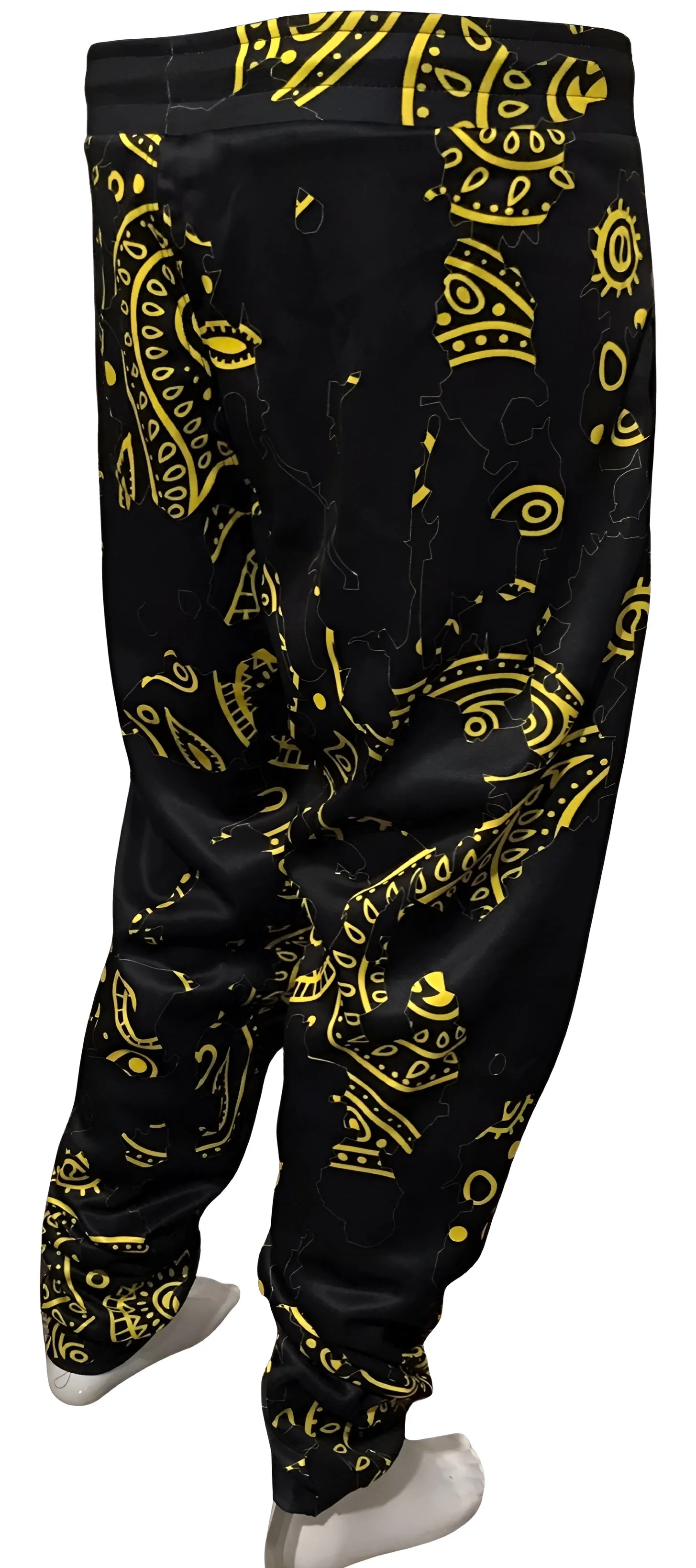 ^OUTFIT KINGS^ BANDANA JOGGER SWEATPANTS ~BLACK-YELLOW PAISLEY~ “THE SHATTER SERIES” (5XL)