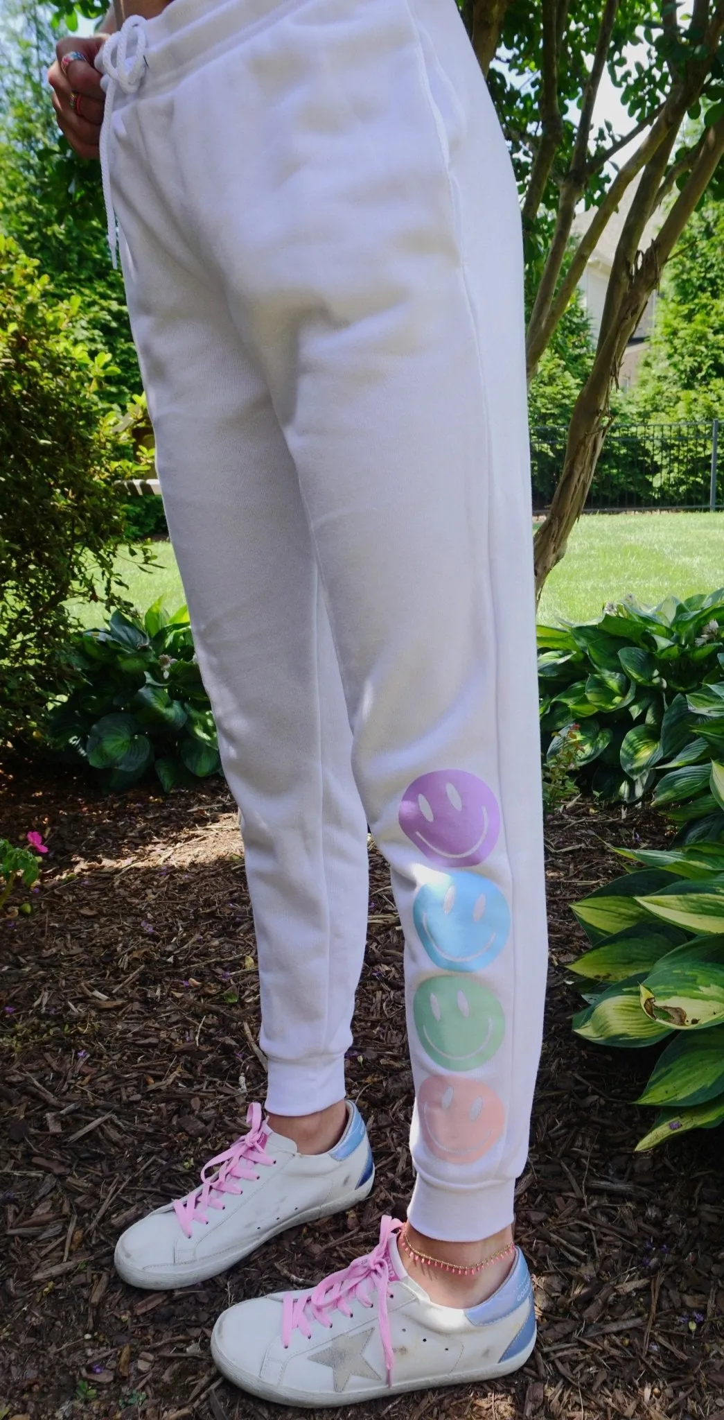 Pastel Smiley Joggers with Pockets