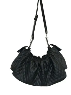 Petote Gigi Sling Dog Carrier Bag - Black Quilted With Black Patent Trim