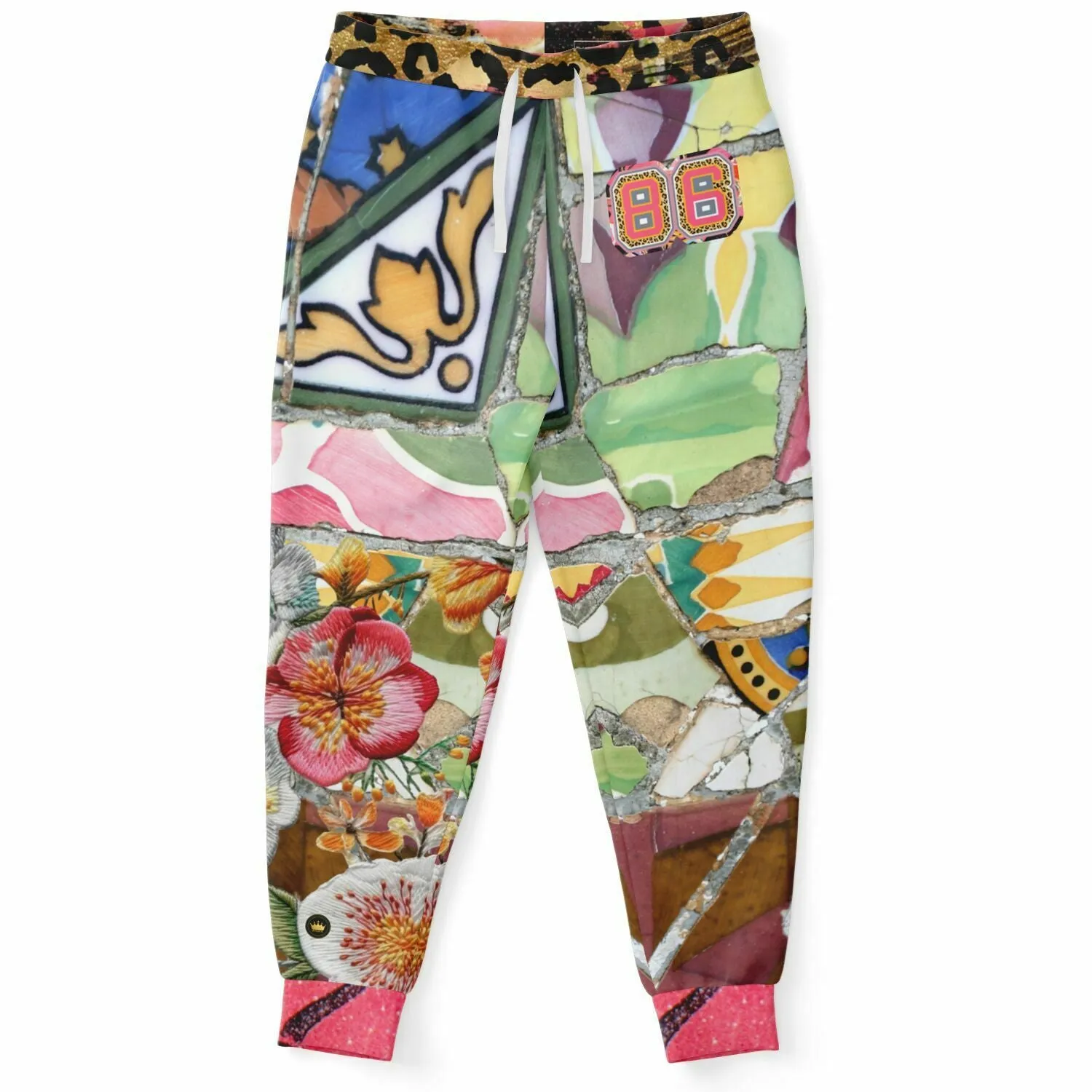 Pink African Savannah Floral Mosaic Tile Eco-Poly Unisex Joggers