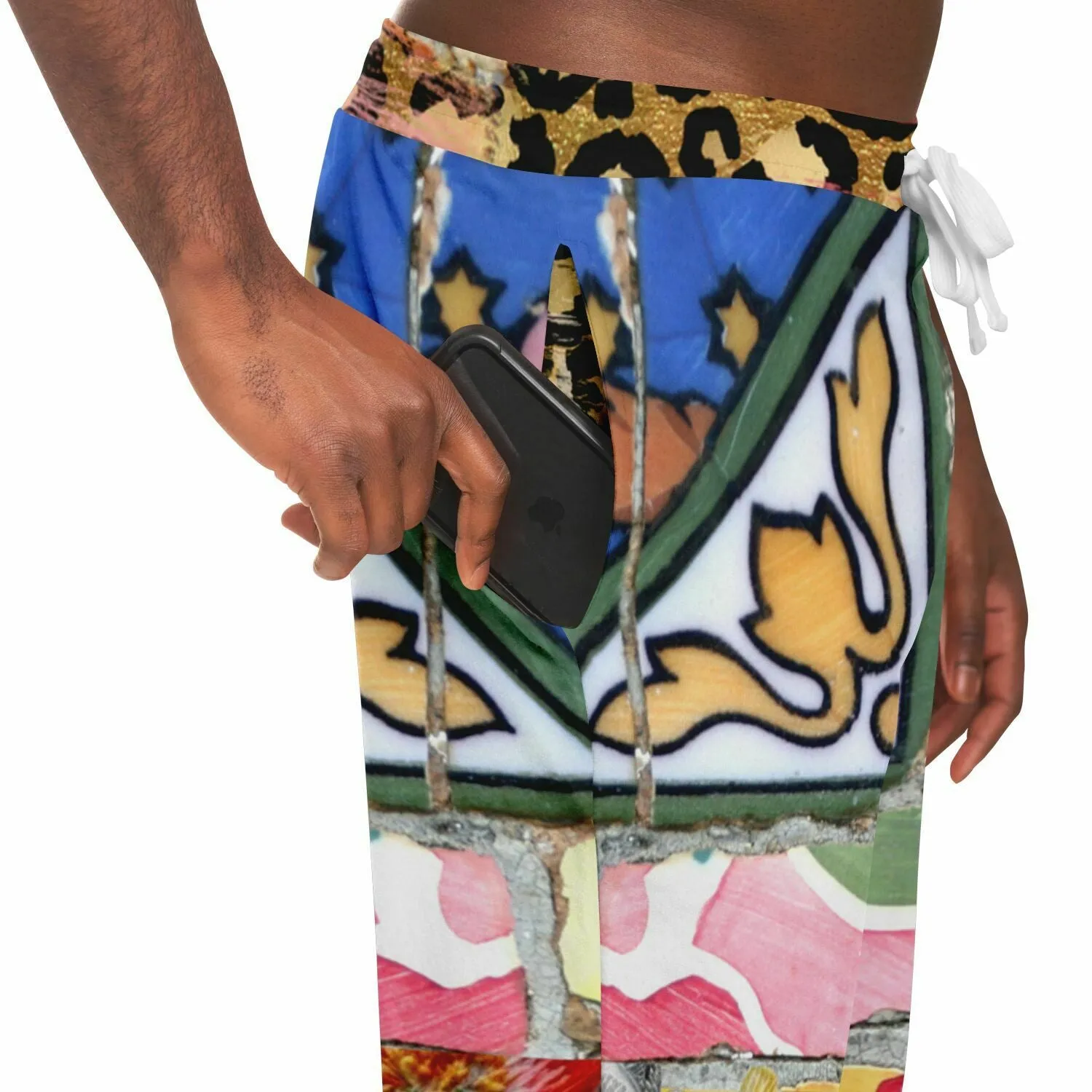 Pink African Savannah Floral Mosaic Tile Eco-Poly Unisex Joggers