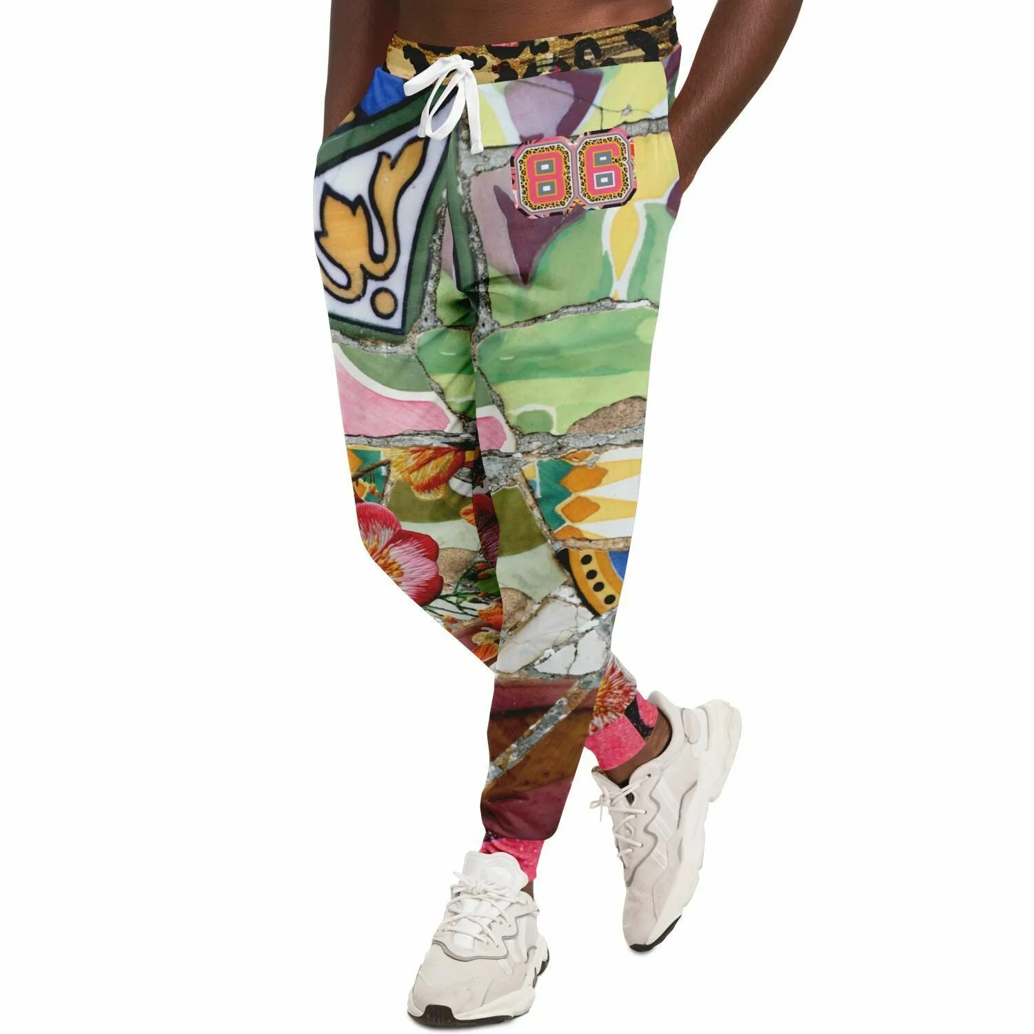 Pink African Savannah Floral Mosaic Tile Eco-Poly Unisex Joggers