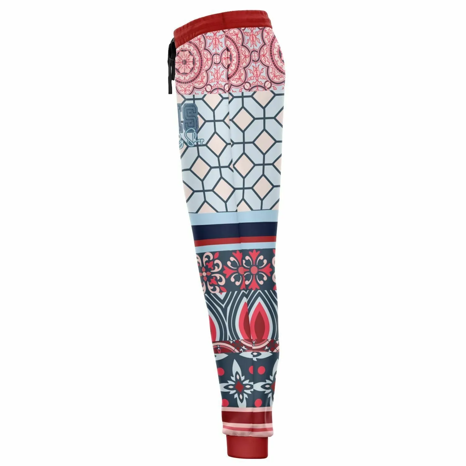 Pink Montauk Geo Patchwork Eco-Poly Unisex Joggers