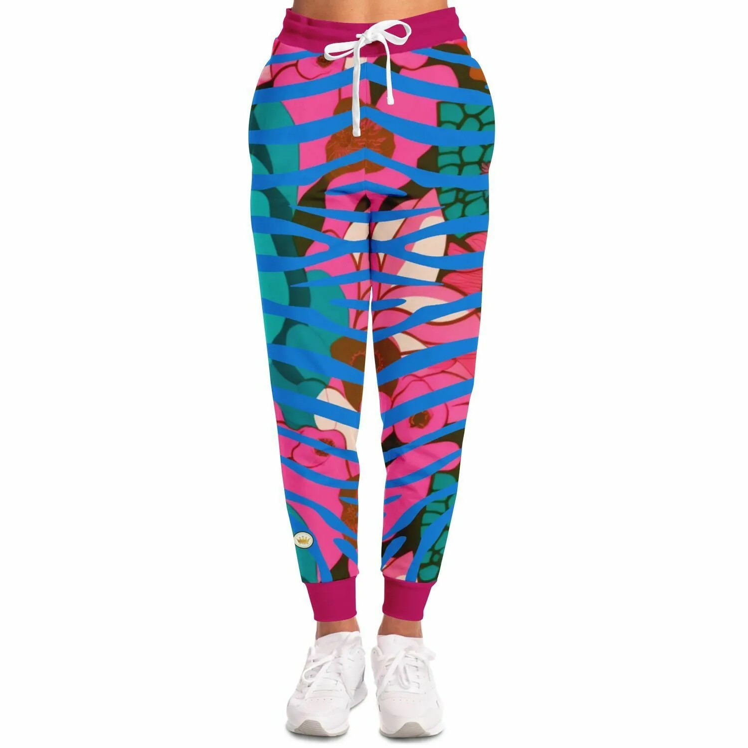 Pink Passion Floral Zebra Eco-Poly Unisex Joggers