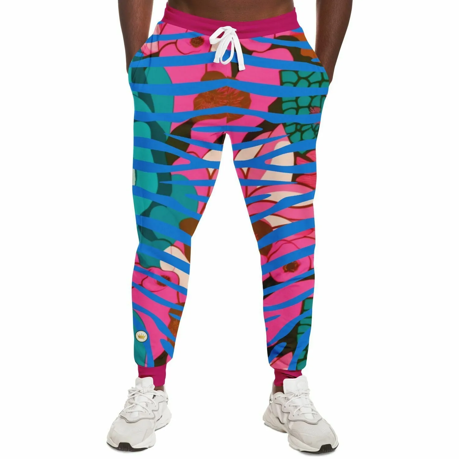 Pink Passion Floral Zebra Eco-Poly Unisex Joggers