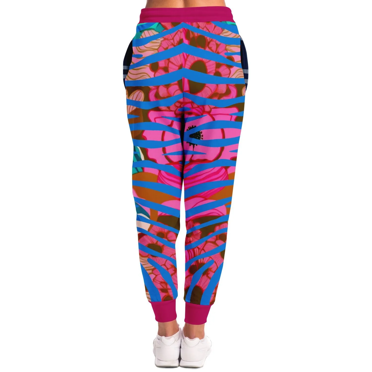 Pink Passion Floral Zebra Eco-Poly Unisex Joggers