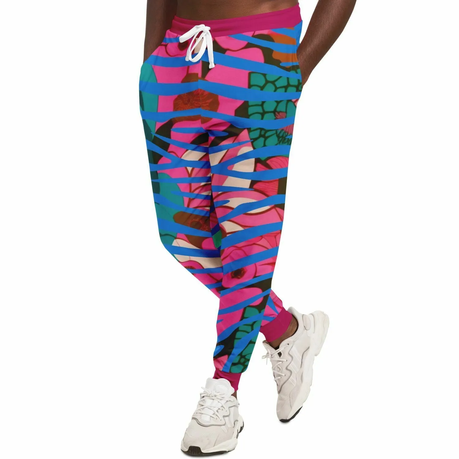 Pink Passion Floral Zebra Eco-Poly Unisex Joggers