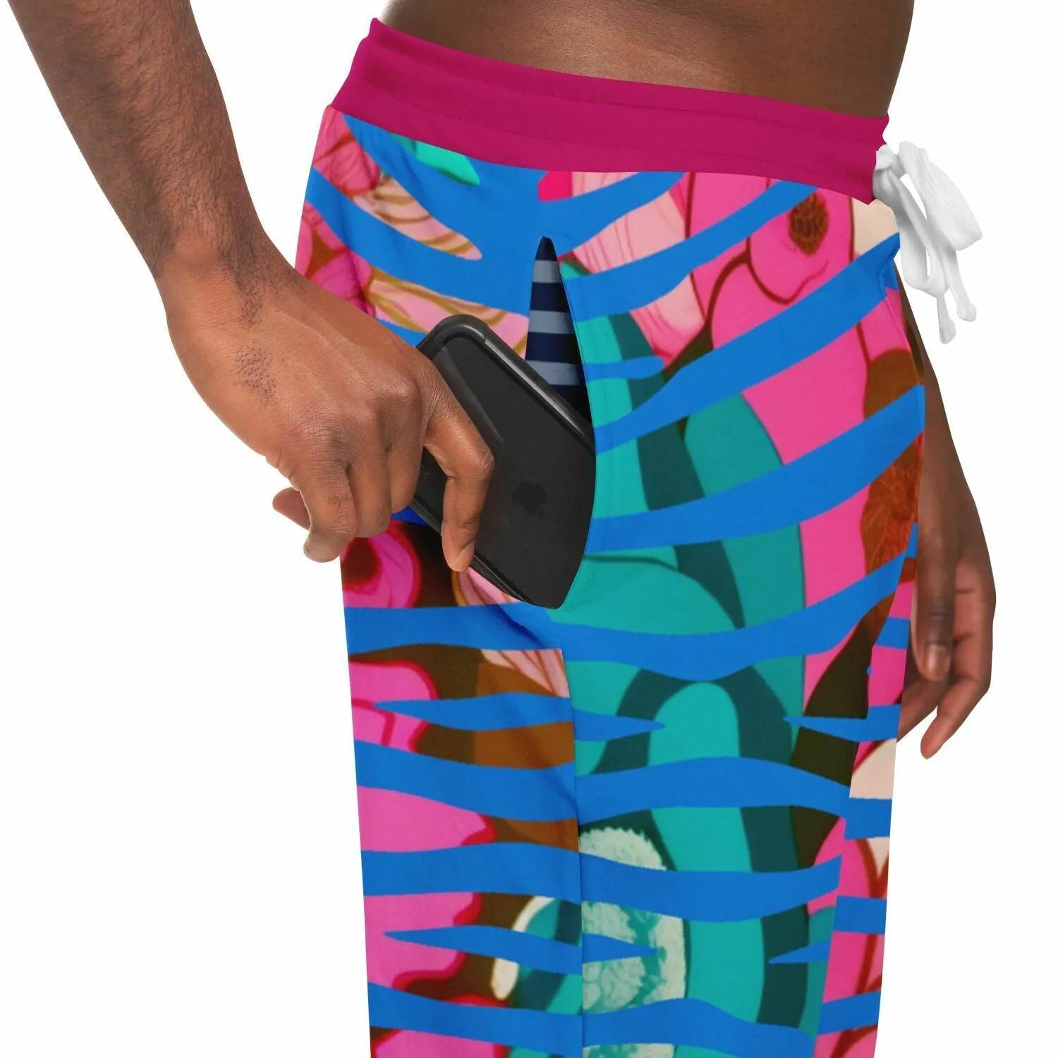 Pink Passion Floral Zebra Eco-Poly Unisex Joggers