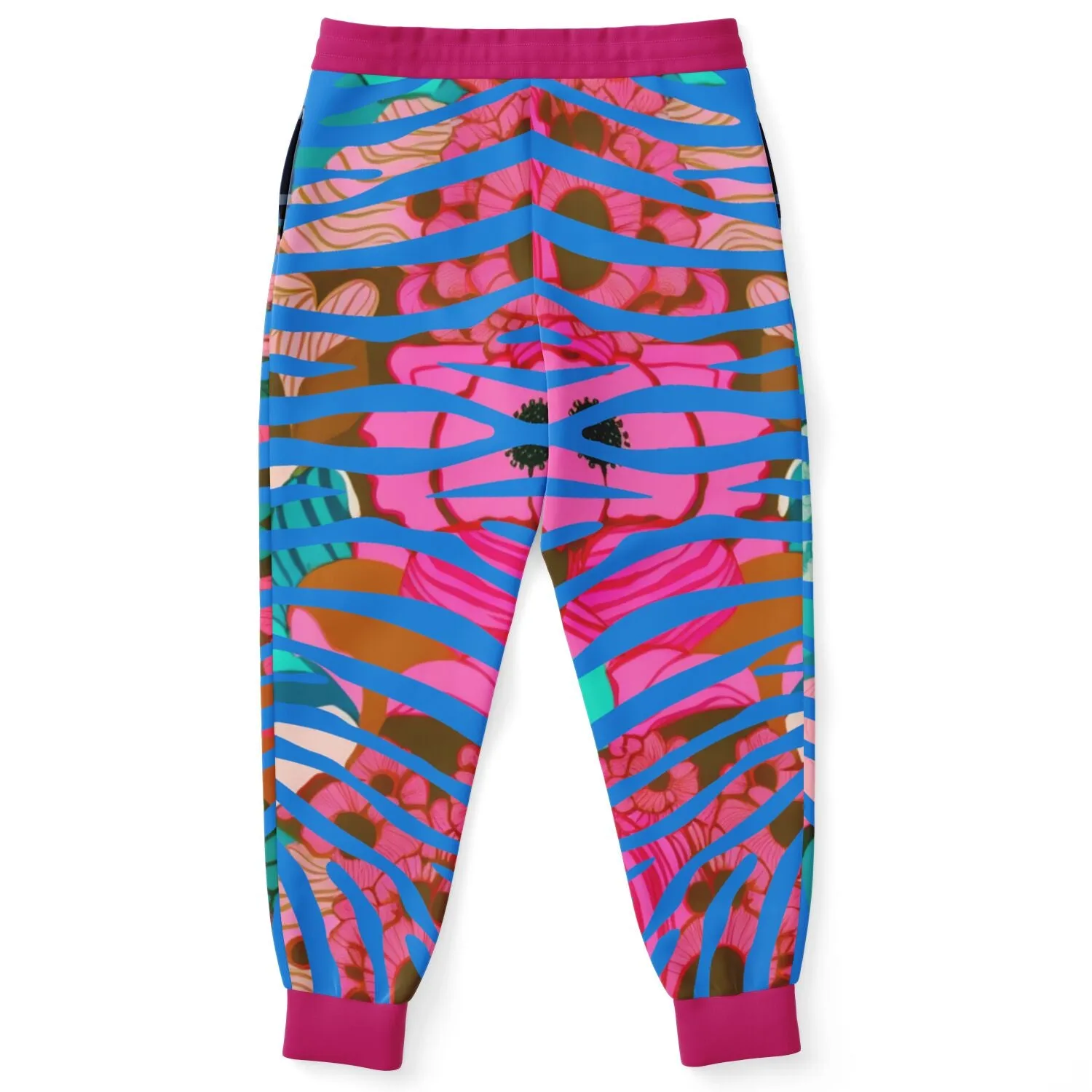 Pink Passion Floral Zebra Eco-Poly Unisex Joggers