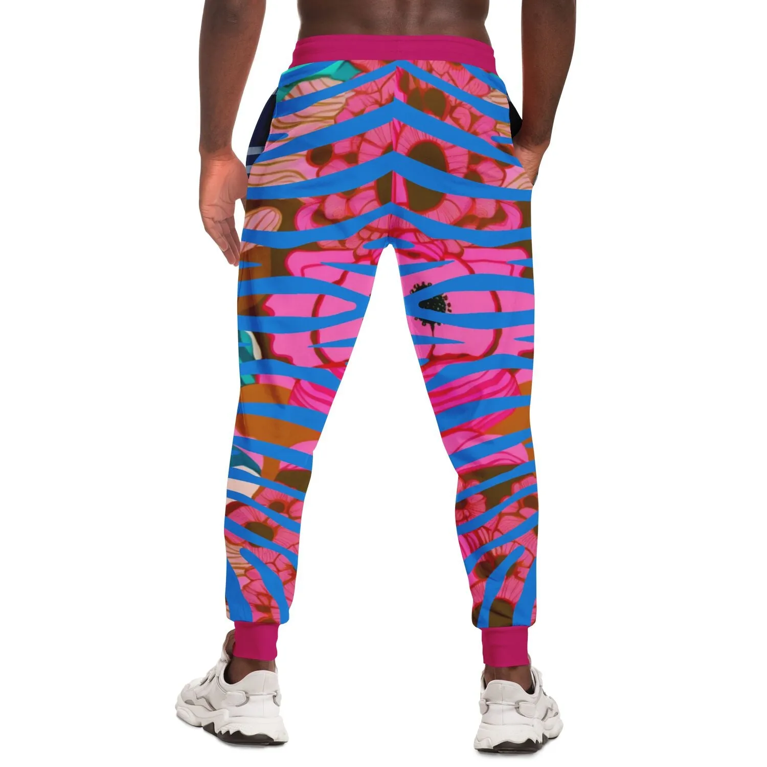 Pink Passion Floral Zebra Eco-Poly Unisex Joggers