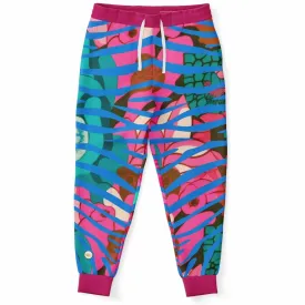 Pink Passion Floral Zebra Eco-Poly Unisex Joggers