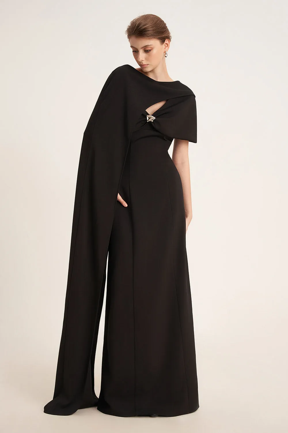 Pipevine Asymmetric Boat Neck Cotton Floor Length Cape