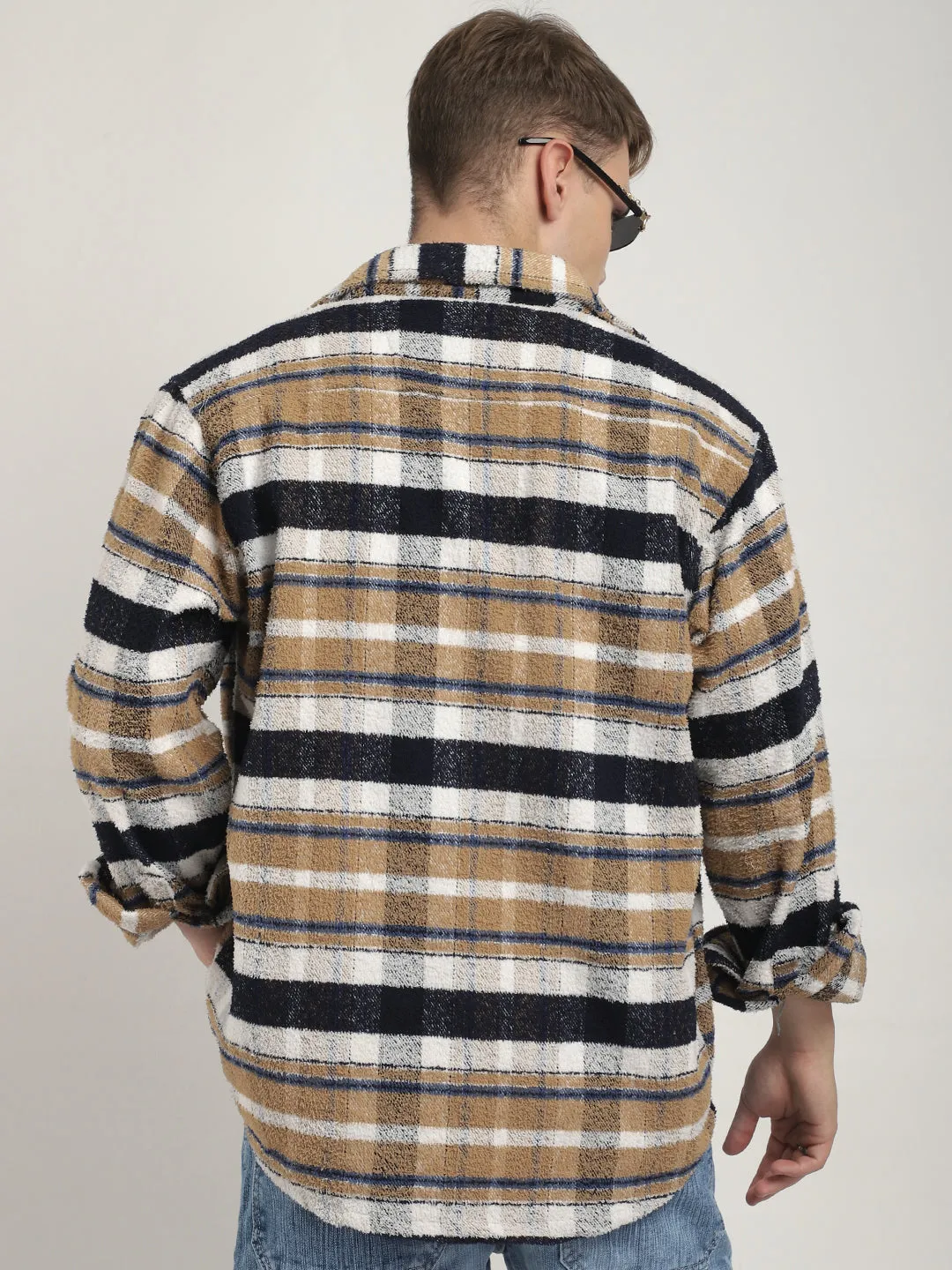 Pure Wool Towel Knitted Fom Check Shacket